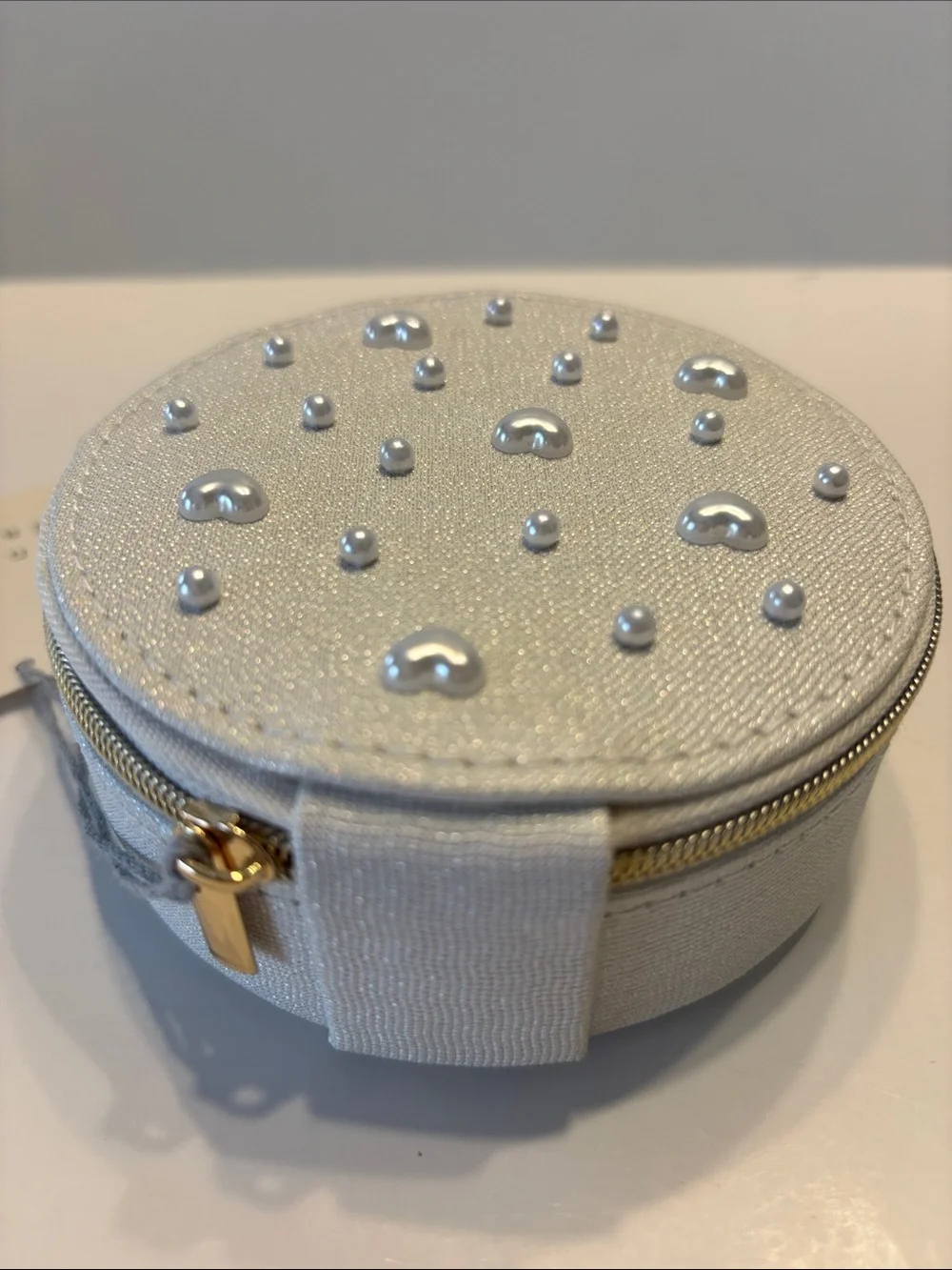 A New Day Round Pearl and Heart Travel Jewelry Organizer